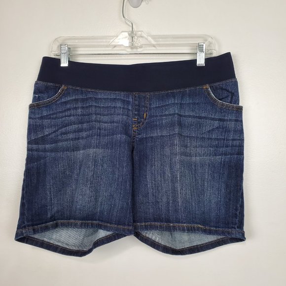 Liz Lange Maternity for Target Maternity Dark Wash Denim Jean Shorts Size M - Picture 11 of 11